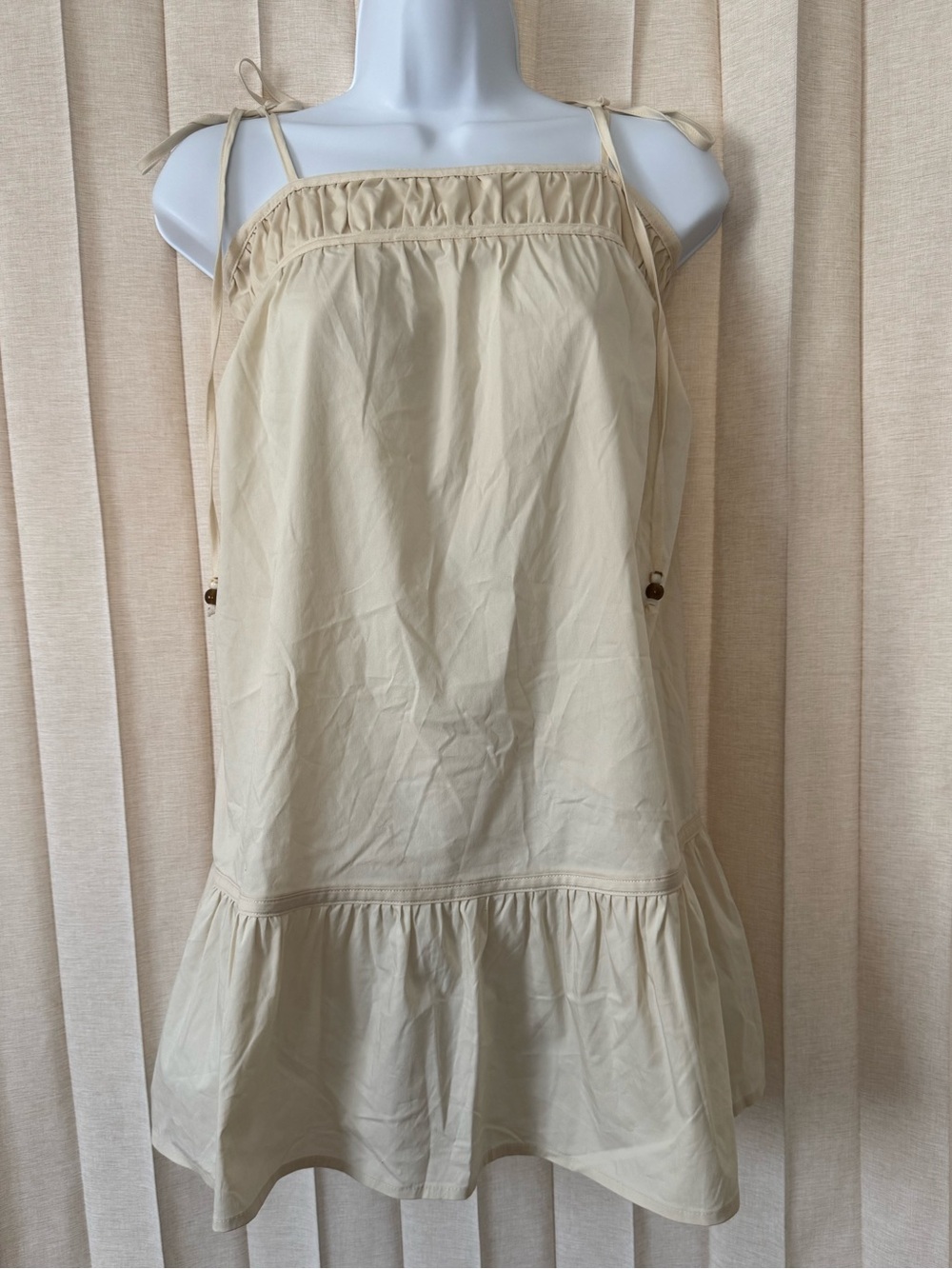 wild fable Light Beige Tie-Strap Mini Dress
